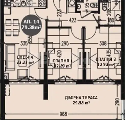 Снимка 5 — Тристаен апартамент с дворна тераса в кв. Витоша, София