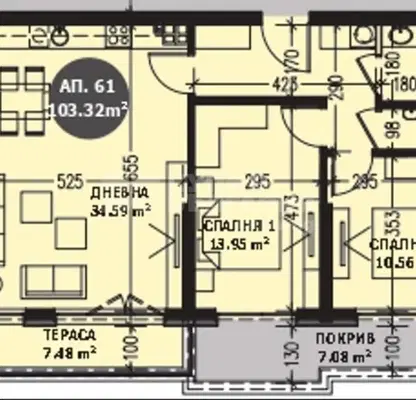 Снимка 5 — Просторен 3-стаен апартамент с тераса във Витоша, София