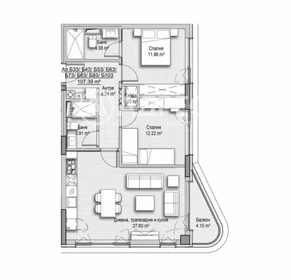 Снимка 4 — Тристаен апартамент с големи прозорци в кв. Витоша, София