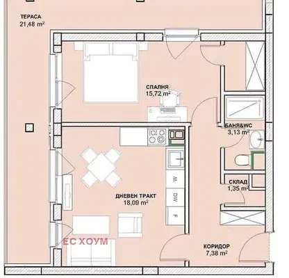 Снимка 5 — Двустаен апартамент на 5-ти етаж в кв. Витоша, София