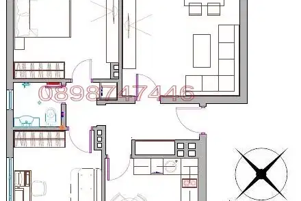 Three-room apartment with 2 balconies in Yavorov, Sofia