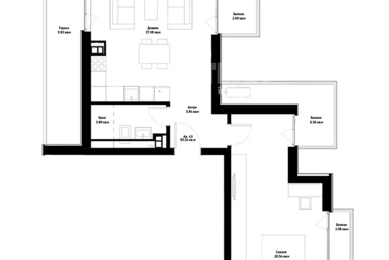 2-bedroom apartment in Varna, Centyr