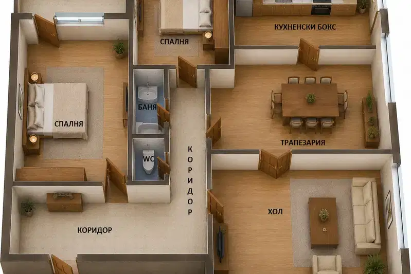 4-room apartment in the center of Varna with terrace