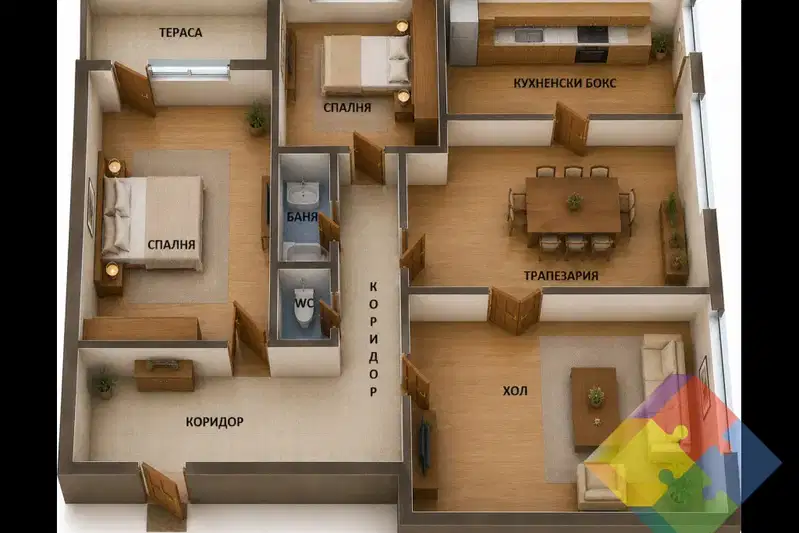 Four-room apartment in Center, Varna with terrace