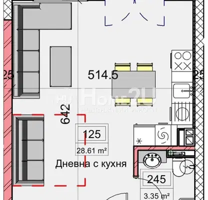 Снимка 4 — Едностаен апартамент в Кайсиева градина, Варна, ново строителство