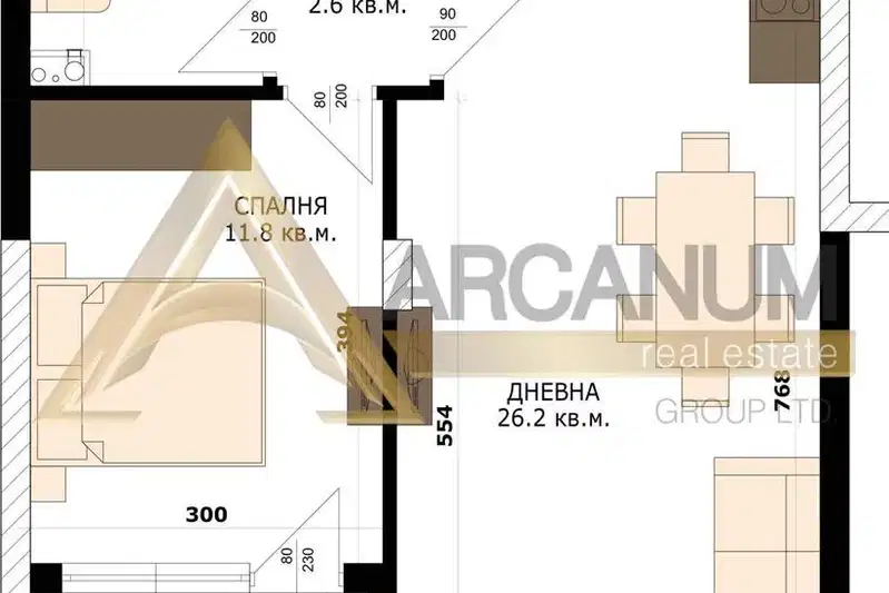 Двустаен апартамент с южно изложение в Кайсиева градина, Варна