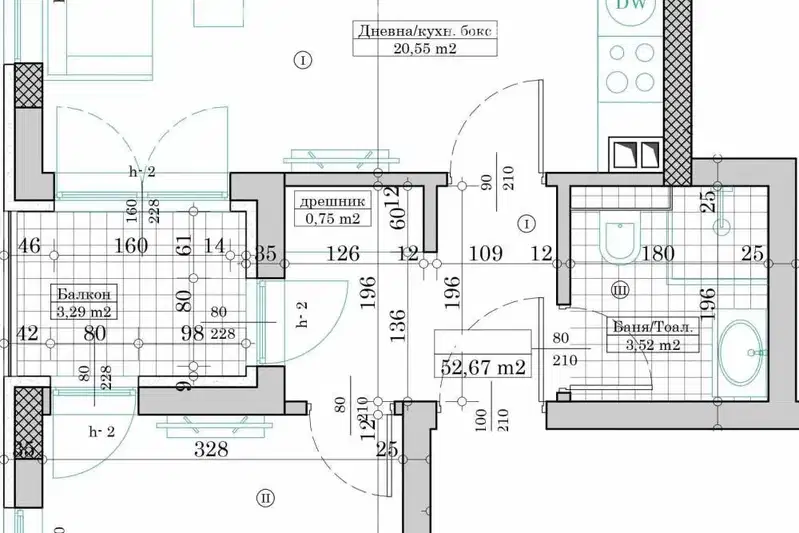 Two-room apartment in Kaisieva Gradina, Varna with balcony