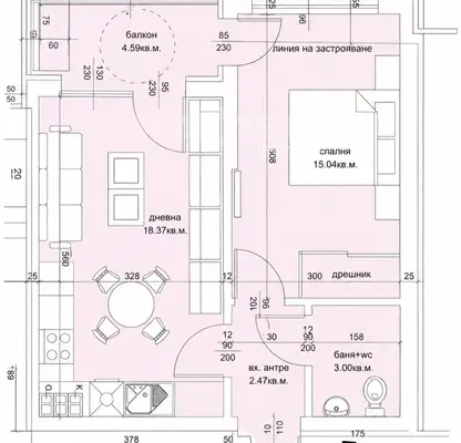 Photo 4 — Two-room apartment in Levski, Varna with balcony and elevator
