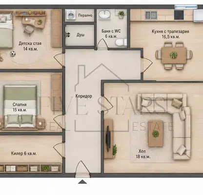 Photo 2 — Spacious 4-room apartment in Lyatno Kino Trakiya, Varna