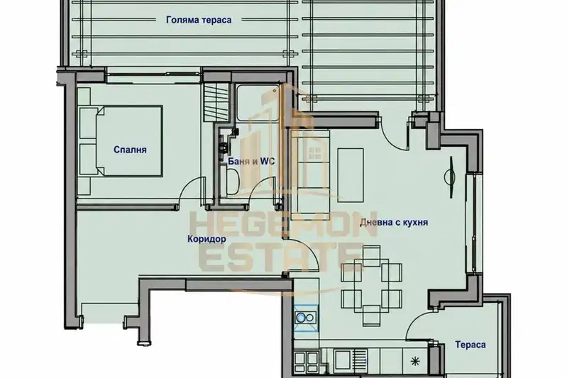 Two-room apartment with large terrace in Mladost 1, Varna