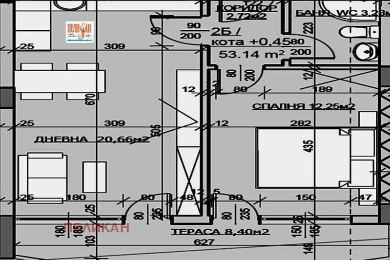 Two-room apartment in Veliko Tarnovo with terrace and elevator
