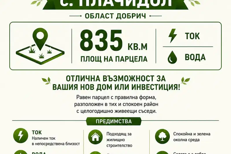 Парцел в Добрич, с. Плачидол