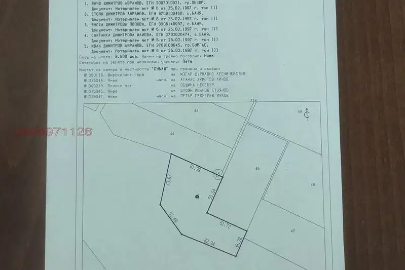 Земеделски имот в Бургас, с. Баня