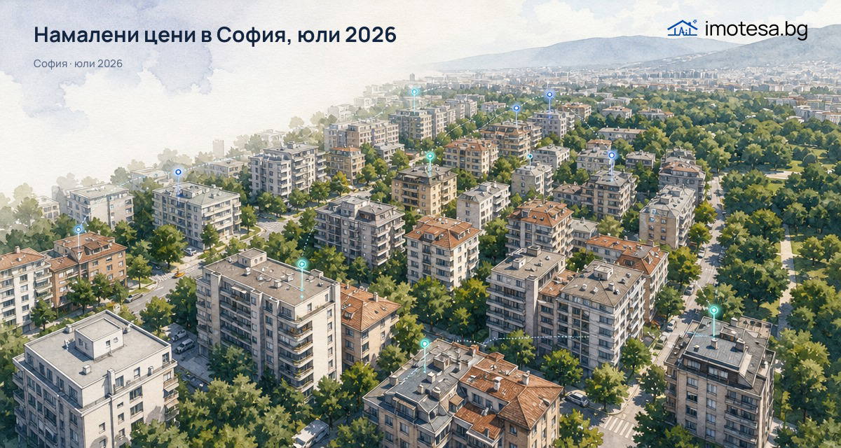 Намалени цени: София, юли 2026 — жилищни имоти
