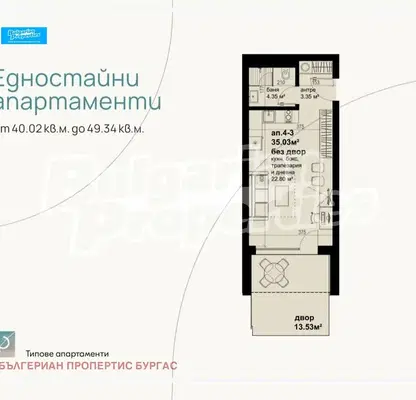 Снимка 4 — Двустаен апартамент в Бургас, Хоризонт с пряка връзка към мол