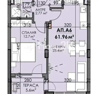Снимка 4 — Двустаен апартамент в Изгрев, Бургас с южно изложение
