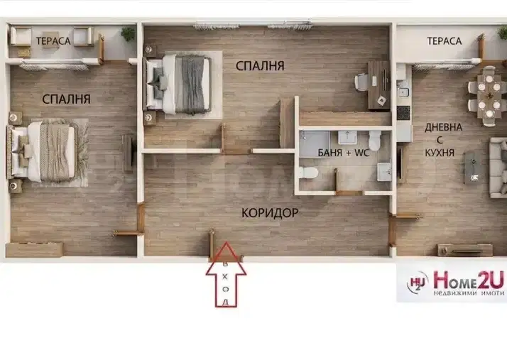 3-room apartment with sea view in Lazur, Burgas