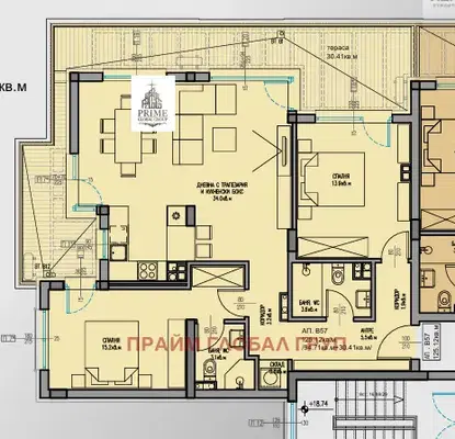Снимка 3 — Тристаен апартамент 137 кв.м в Мадика, Бургас, с асансьор