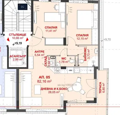 Photo 4 — Three-room apartment in Slaveykov, Burgas with underground parking