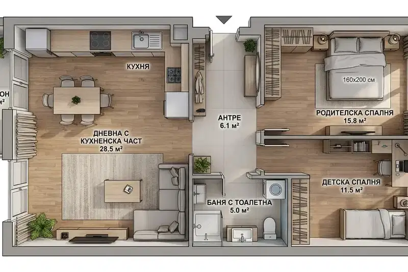 Three-room apartment with terrace in Golo Bardo, Gabrovo