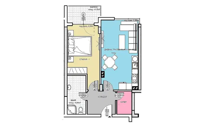 2-bedroom apartment in Haskovo, Badema