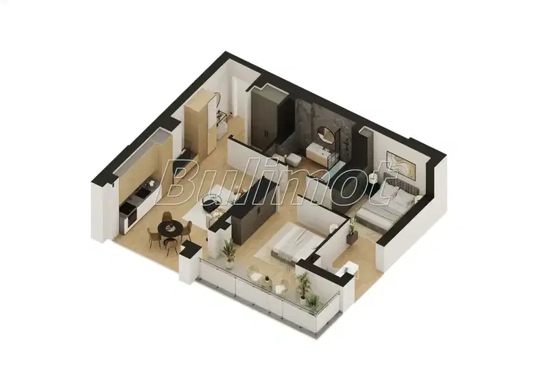 Three-room apartment in Chaika resort complex, Varna with parking space