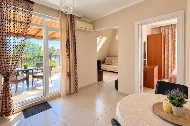 Three-room apartment in Sunny Beach with balcony in gated complex