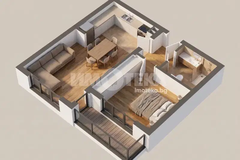 Two-room apartment in the resort complex Sv.Sv. Konstantin and Elena with terrace