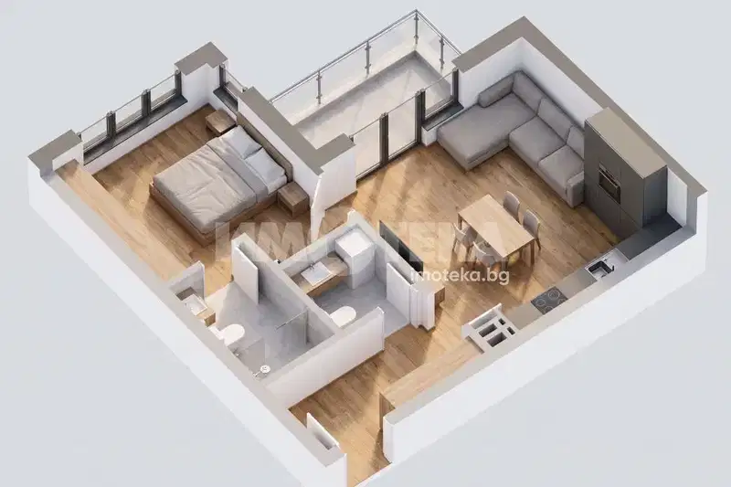 Two-room apartment in the resort complex Sv.Sv. Konstantin and Elena with terrace