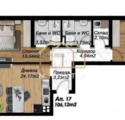 Photo 2 — Spacious 3-room apartment in Belomorski, Plovdiv with elevator