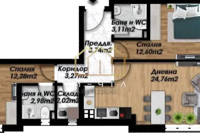 3-bedroom apartment in Plovdiv, Belomorski