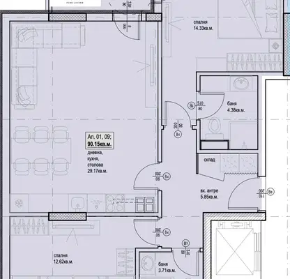 Снимка 4 — Тристаен апартамент в Христо Смирненски с качествено строителство