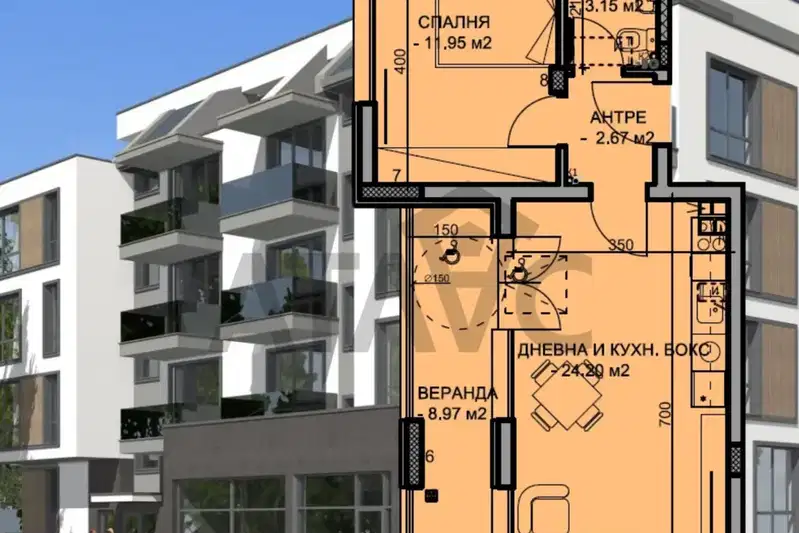 2-bedroom apartment in Plovdiv, Komatevo