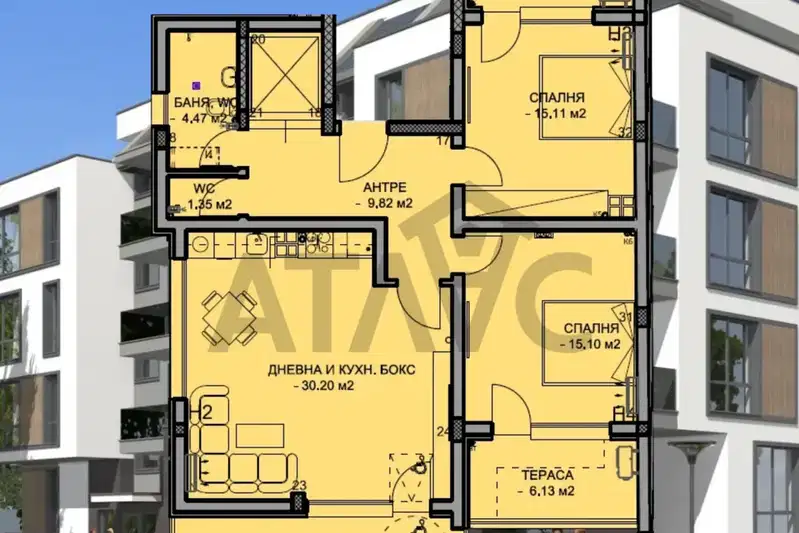 3-bedroom apartment in Plovdiv, Komatevo