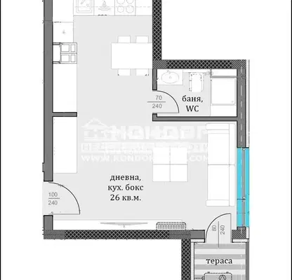 Photo 5 — One-room apartment in Karsiyaka with terrace near Plovdiv Fair