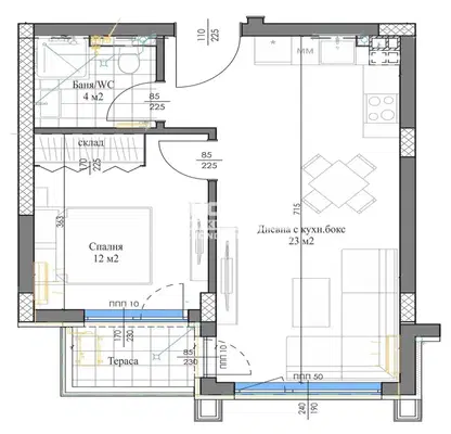 Снимка 2 — Двустаен апартамент в Кършияка с тераса, Пловдив