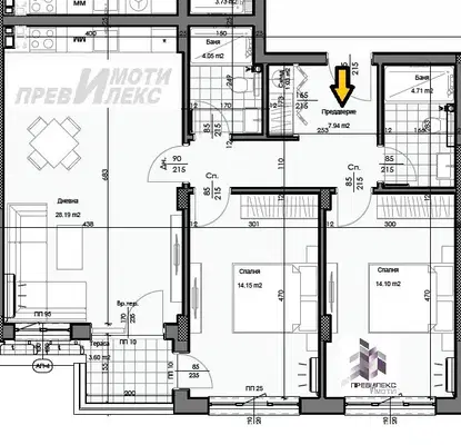 Photo 2 — Three-room apartment in Karshiyaka with south-facing terrace in Plovdiv