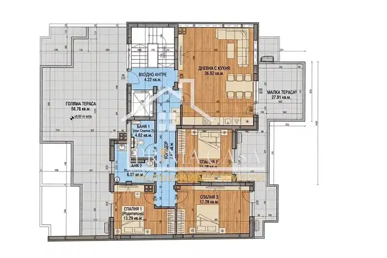 4-room apartment with large terraces in Karshiyaka, Plovdiv
