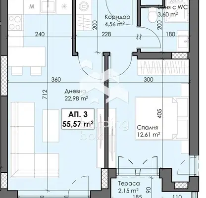 Photo 3 — Two-room apartment in Kyuchuk Parizh with east aspect
