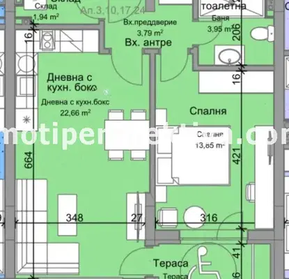 Снимка 4 — Двустаен апартамент с тераса в Кючук Париж, Пловдив