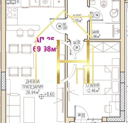 Снимка 2 — Двустаен апартамент в Остромила с тераса и паркомясто