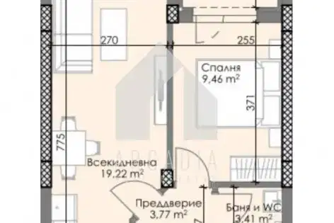 Двустаен апартамент в Остромила, Пловдив с тераса