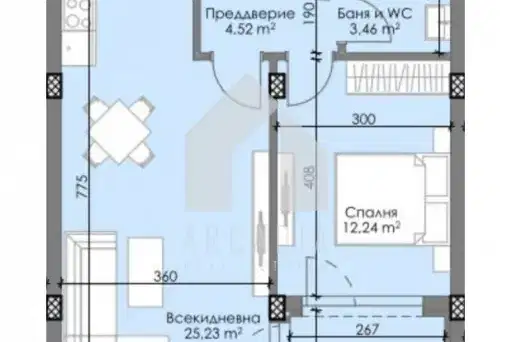 Двустаен апартамент в Остромила, Пловдив с тераса