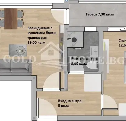 Photo 3 — Two-room apartment in Trakiya, Plovdiv with elevator and parking