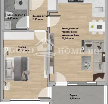 Photo 4 — Two-room apartment in Trakiya, Plovdiv with elevator and parking