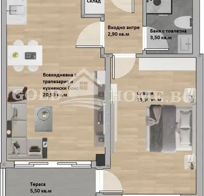 Photo 5 — Two-room apartment in Trakiya, Plovdiv with elevator and parking