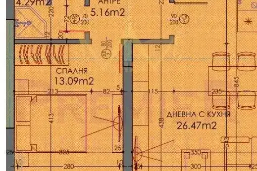 Two-room apartment in Trakiya, Plovdiv with east aspect