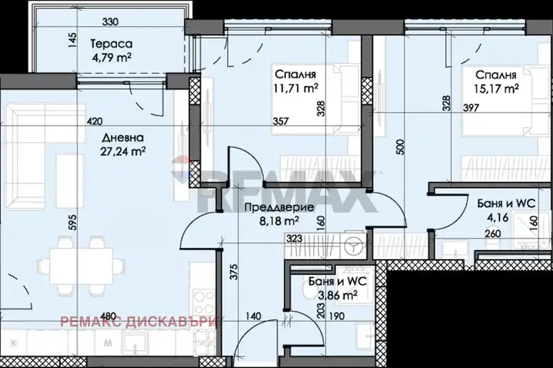 Тристаен апартамент в Тракия с асансьор, 108 кв.м.