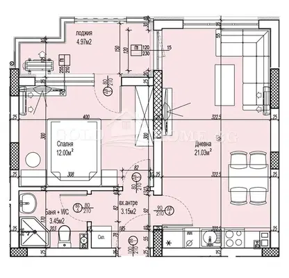 Photo 2 — Two-room apartment in Yuzhen, Plovdiv with terrace and parking