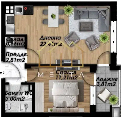 Снимка 5 — Двустаен апартамент с тераса в кв. Южен, Пловдив